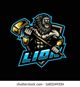 Lion Mascot Logo. Lion Esport Gaming Logo.