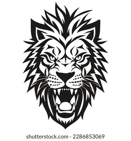 Lion mascot logo for esport and sport team, black and white template badges emblem
