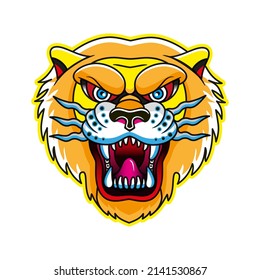 Lion Mascot Logo. Head Of Lion Isolated Vector Illustration. 