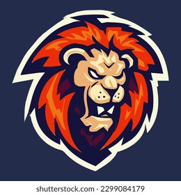 Lion mascot logo vector background illustration concept, Modern sport mascot badge, for t-shirt print