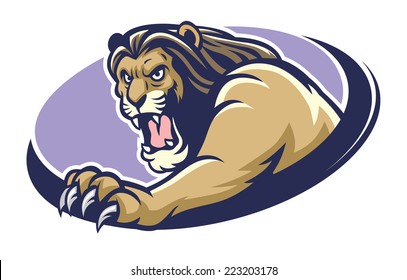 lion mascot scratching