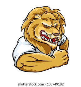 Lion mascot, team logo design isolated
