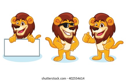 Lion Mascot Vector pose, happy and bring board