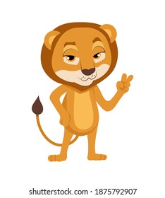 Lion mascot vector posing happy sly cool cartoon cute character safari mammal cat animal illustration