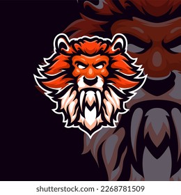 Lion masscot logo illustration premium vector