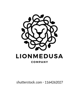 lion medusa gorgona logo vector icon illustration