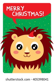 lion merry christmas card