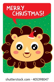 lion merry christmas card