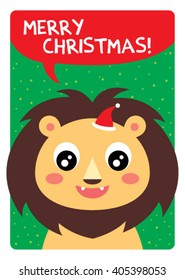 lion merry christmas card
