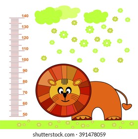 Lion. Meter or metre of wall height from 50 to 140 centimeter