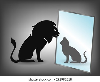 Lion in the mirror