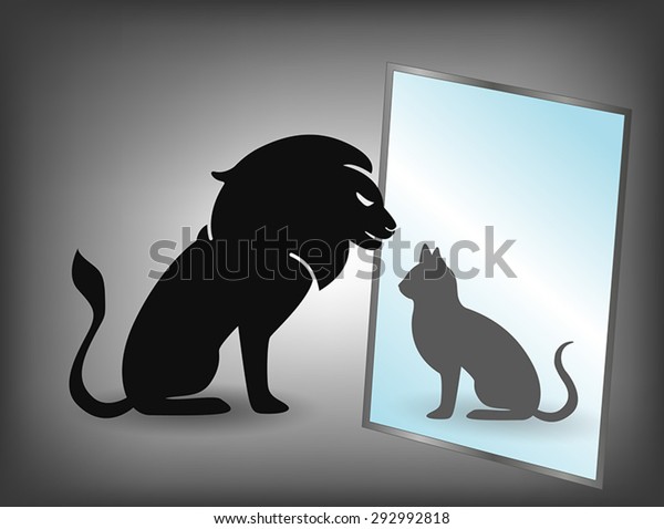Image Vectorielle De Stock De Lion Dans Le Miroir