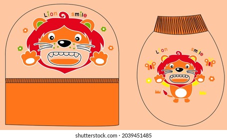 lion Mittens baby gloves baby hat cartoon cute illustration vector silkscreen animal