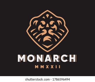 Lion modern  heraldic logo design editable for your business.