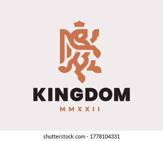 Lion modern logo. King heraldic emblem design editable for your business. Vector illustration.