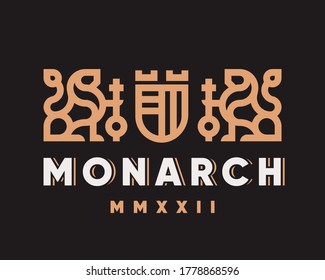 Lion modern logo. King heraldic emblem design editable for your business. Vector illustration.