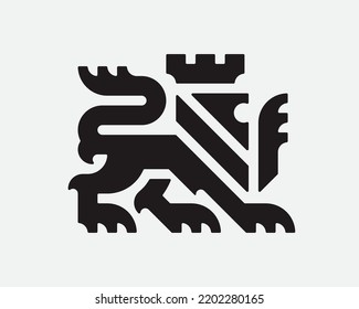 Lion modern logo. King heraldic emblem design editable for your business. Vector illustration.