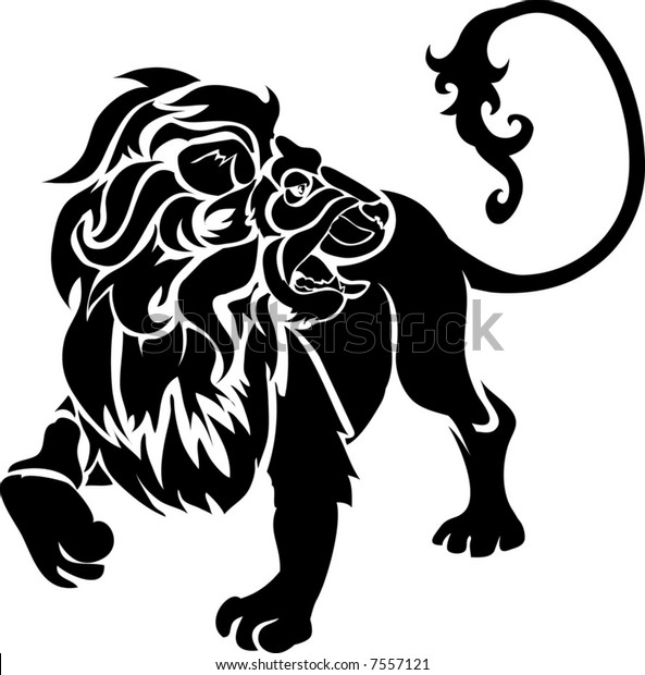 Lion Monochrome Vector Illustration Stylised Lion Stock Vector (Royalty ...