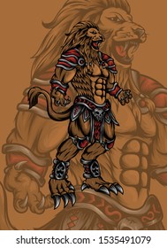 Lion Monster standing vector illustration for t-shirt and other merchandise