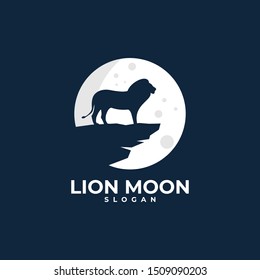 Lion moon illustration logo design