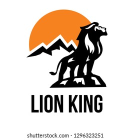 lion and mountain logo, clip art vector