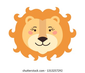 Lion mummy cartoon face. Illustration for nursery design.