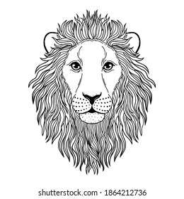 Lion muzzle on white background. Idea for tattoo or t-shirts design.
