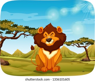 El león en el fondo de la naturaleza