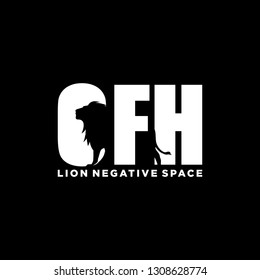 lion negative space creative modern simple letters cfh smart design vector template logo design