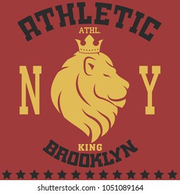 Lion new york Vector king t-shirt typography