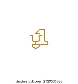Lion number 1 logo design concept.