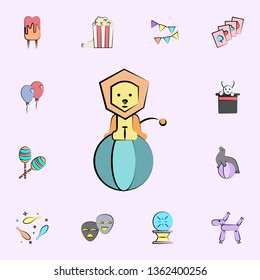 lion on ball colored icon. circus icons universal set for web and mobile