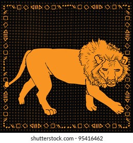 lion on black pattern background- Leo horoscope sign