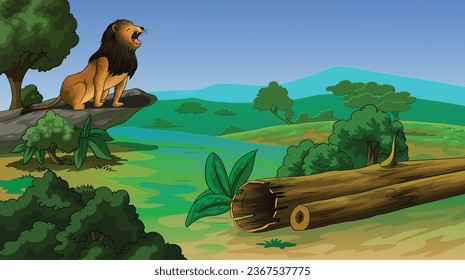Lion on the nature scene, lion for forest and hill station