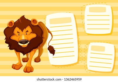 Lion on note template illustration