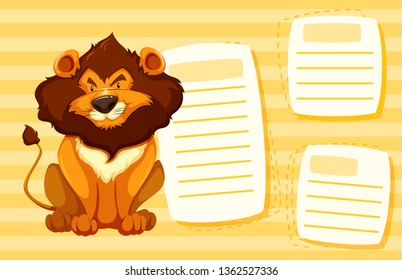 Ilustración de la plantilla de nota de león