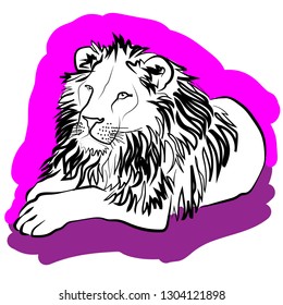 
lion on a pink background