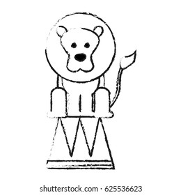 lion on stool circus or carnival icon image 