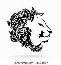 Lion on a white background, tribal, illustration