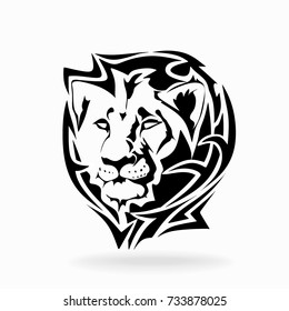 Lion on white background, tribal, illustration
