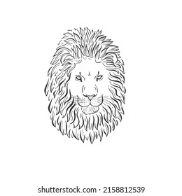 Lion on white background. Vector Wild Animal. Safari.