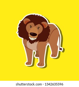 A lion on yellow background illustration