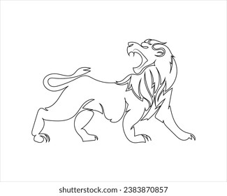 lion one line art and drawing, lion illustration and vector desgin, lion minmalist line art and drawin