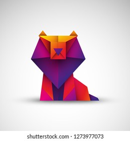 lion origami vector icon