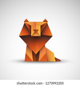 lion origami vector icon