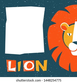 Lion original design. Can be used for poster, greeting card, baby products, birthday party, invitation vector Illustration. Vector illustration