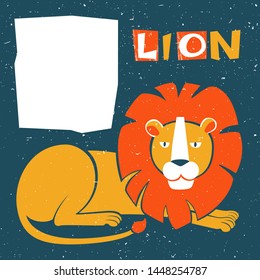 Lion original design. Can be used for poster, greeting card, baby products, birthday party, invitation vector Illustration. Vector illustration