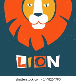 Lion original design. Can be used for poster, greeting card, baby products, birthday party, invitation vector Illustration. Vector illustration