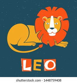 Lion original design. Can be used for poster, greeting card, baby products, birthday party, invitation vector Illustration. Vector illustration