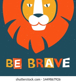 Lion original design. Can be used for poster, greeting card, baby products, birthday party, invitation vector Illustration. Vector illustration